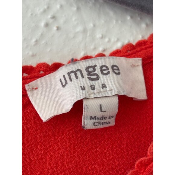 Umgee Red Sleeveless Embroidered Boho Tank Top With Floral Detailing Womens - Picture 4 of 12